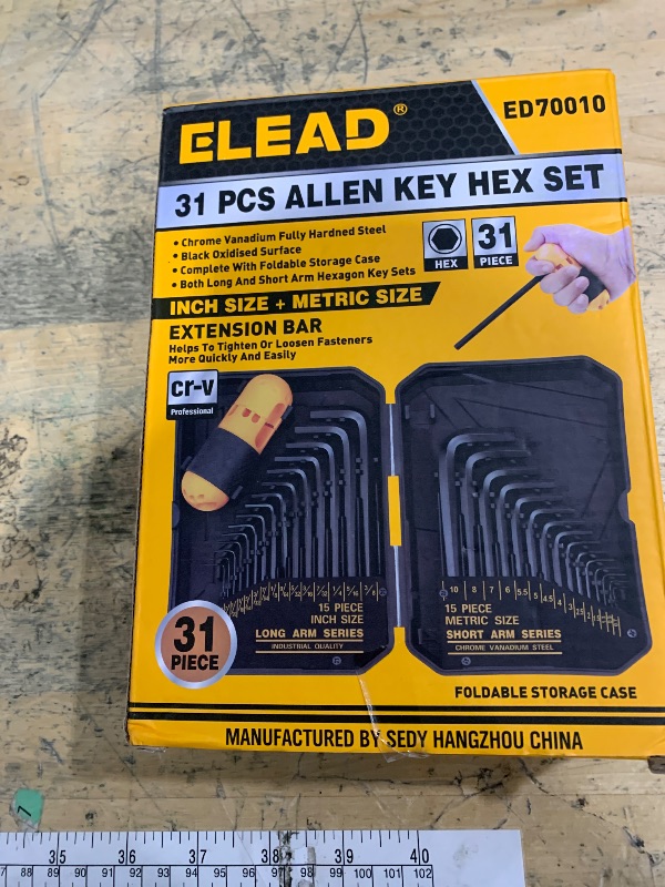 Photo 1 of 31-Piece Hex Key Set - Allen Wrench Set, SAE and Metric Allen Keys MM(0.7mm-10mm) SAE(0.028"-3/8) Heat-Treated, Torque Handle, High Leverage, Long & Short Keys, Easy Organization