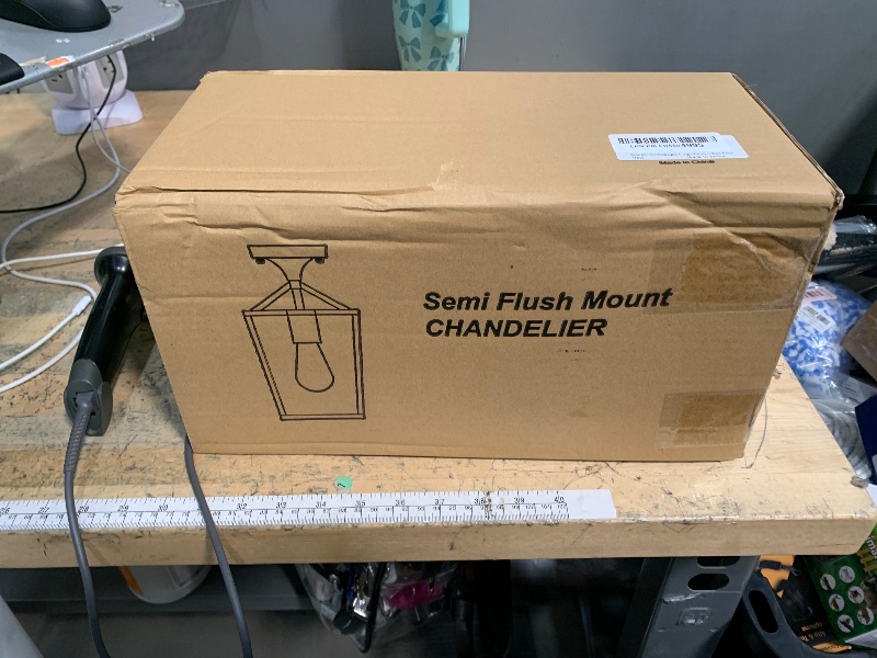 Photo 1 of ?Upgraded?Semi Flush Mount Ceiling Light, Black Industrial Ceiling Light Fixtures, Farmhouse Light Fixture for Hallway Stairway Garage Living Room Dining Room Balcony?Not waterproof, Not for Outdoor?