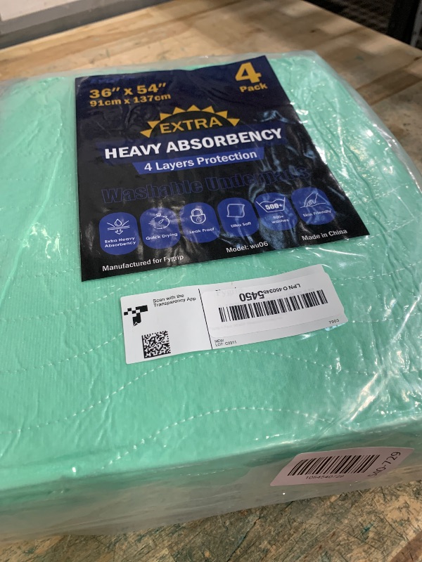 Photo 1 of 4 Pack 36” x 54” Extra Heavy Absorbency Washable Underpads, Waterproof Nursing Pads Incontinence Bed Pads, Reusable Washable Pee Pads for Dogs, Diaper Changing & Adults, Mattress Protector