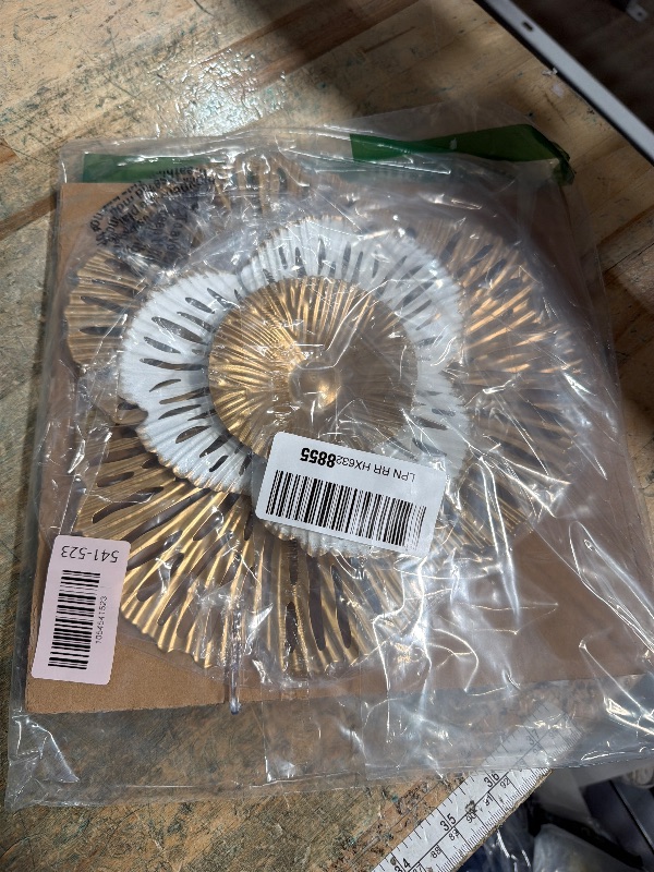 Photo 1 of 10" Metal Flower Wall Art Decor, Rustic Modern Floral Sculpture, Distressed Iron Wall Hanging Home Decoration Accent Artworks for Indoor Kitchen Bedroom Living Office Outdoor Garden Patio (36B-Gold)