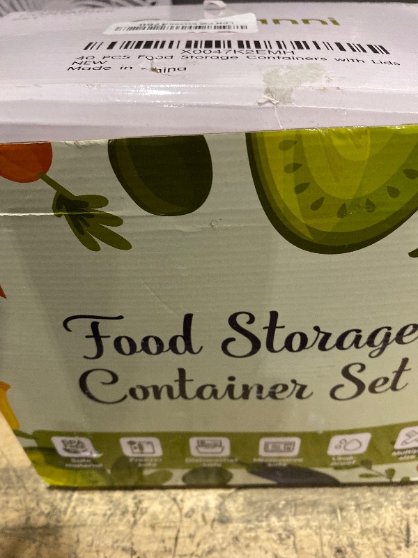 Photo 1 of 40 Piece Food Storage Containers with Lids(20 Containers & 20 Lids), BPA-Free Plastic Food Containers for Kitchen Storage and Organization, Leak Proof Meal Prep Container, Includes Labels & Pen