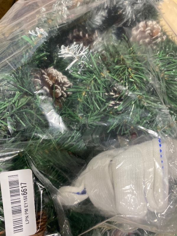 Photo 1 of 9 FT Christmas Garland with Lights,Battery Operated Lighted Garland with Pine Cones Red Berries Lush Branches,50 LED Lights 8 Modes,Christmas Decor Mantle Fireplace Indoor Outdoor Home