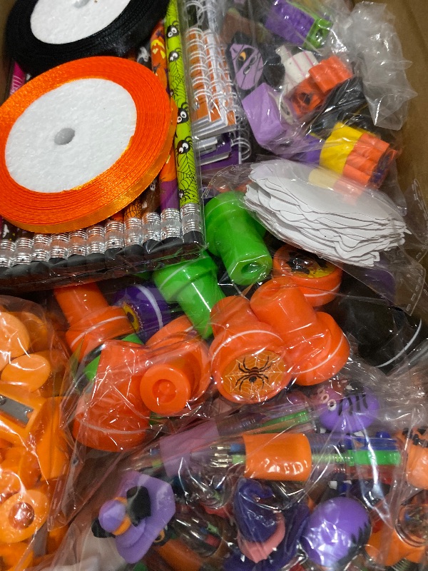 Photo 1 of 247 Pcs Halloween Party Favors for Kids Return Gifts for Party, Student Stationery Gifts from Teacher, Pencil Erasers Notebooks Stickers for Halloween Classroom Birthday Goodie Bags Rewards Prizes