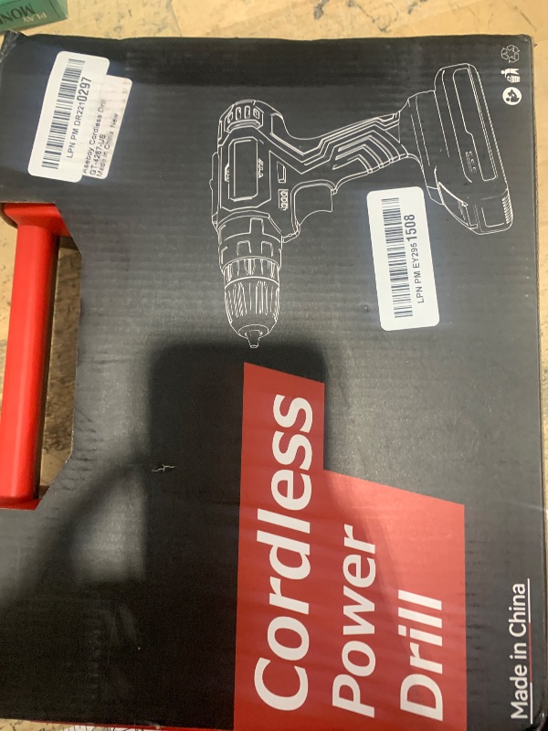 Photo 1 of *MISSING ALL ACCESSORIES/ DRILL ONLY/ NO BATTERY* Aseboy Cordless Drill with Battery and Charger, 20V Electric Power Drill with 3/8" Keyless Chuck, 25+3 Torque Settings & Impact Mode for Drilling, Screwdriving, and Home Improvement(1Battery)