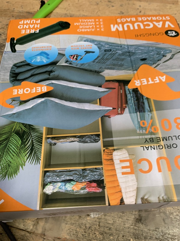 Photo 1 of 12 Pack Vacuum Storage Bags (3 Jumbo, 3 Large, 3 Medium, 3 Small),Plastic Packaging Bags,Space Saver Sealer Compression Bags with Travel Hand Pump for Blankets, Comforters, Pillows, Clothes Storage