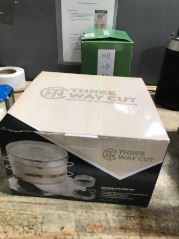 Photo 1 of (incomplete)(see all images) Dumpling Bamboo Steamer 10 Inch 2 Tier Wooden Basket With Handle, Ring Adapter, Reusable Silicone Liner