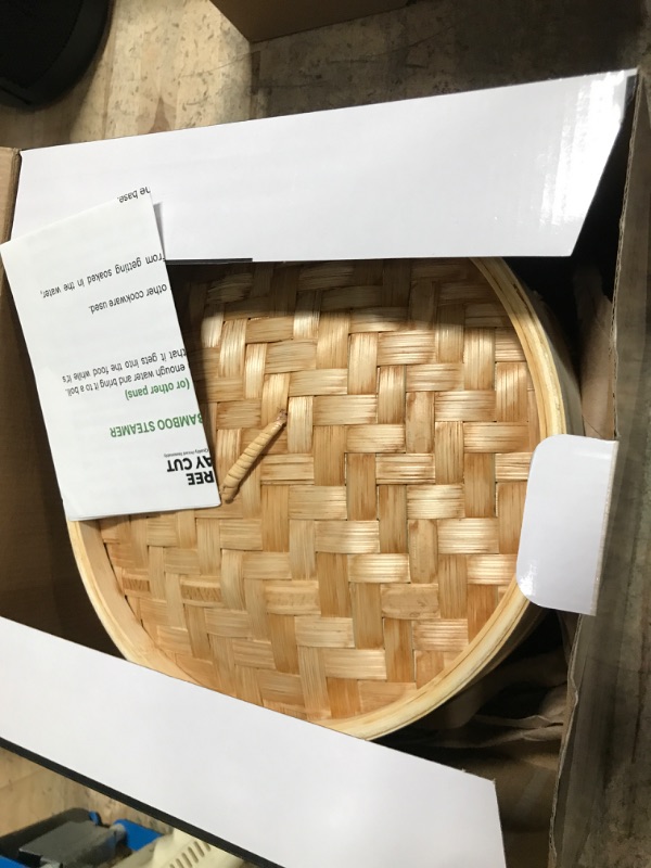 Photo 1 of (incomplete)(see all images) Dumpling Bamboo Steamer 10 Inch 2 Tier Wooden Basket With Handle, Ring Adapter, Reusable Silicone Liner