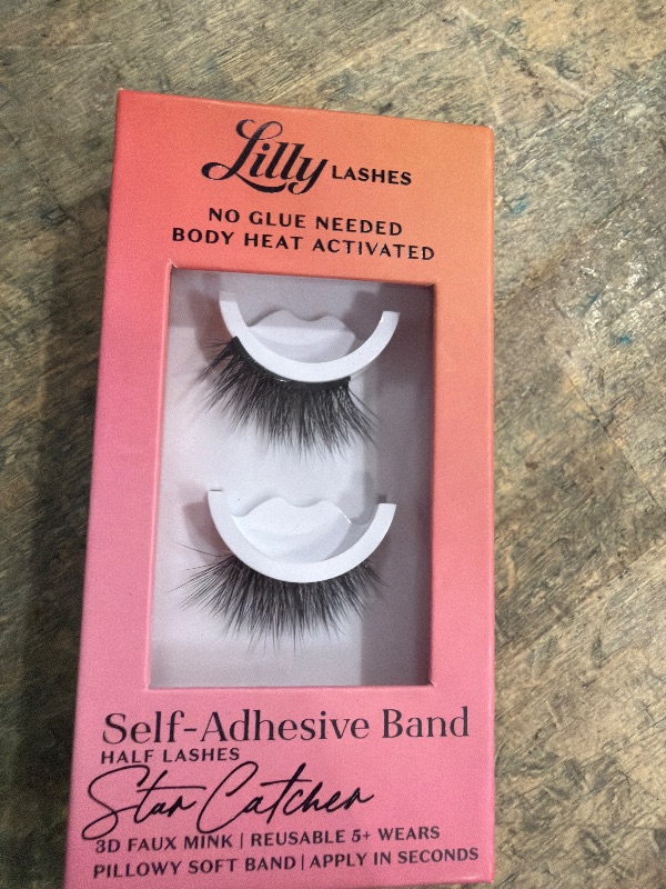 Photo 1 of (UNTESTED) Lilly Lashes Self Adhesive Eyelashes (Half Lashes), No Lash Glue Needed, Body Heat Activated Press on Lashes, Reusable Self Adhesive Eyelashes Up to 5x, Easy to Apply & Remove (StarCatcher)