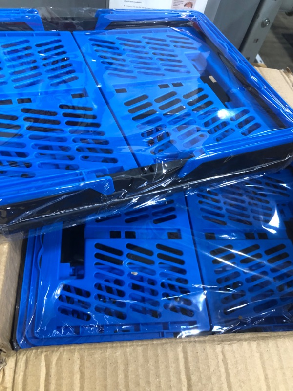 Photo 1 of 3 Packs 20L Collapsible Plastic Shopping Basket with Handles - Plastic Collapsible Storage Bins, Multi-function Collapsible Storage Crates Black & Blue