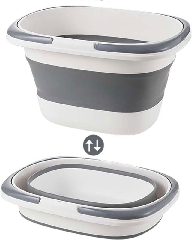 Photo 1 of  Collapsible wash Basin Folding Wash Basin with Handle Portable Mop Bucket Washbasin Plastic Foldable Foot Basin Travel Outdoor Camp Car Washing...

