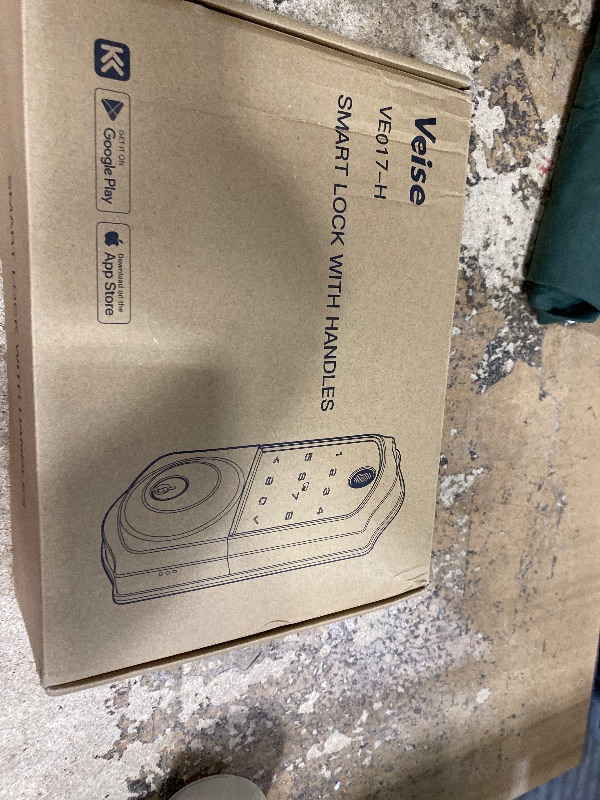 Photo 1 of (used) (unknown if complete) Veise VE017-H Fingerprint Smart Front Door Lock Set, App Control, Keyless Entry Deadbolt with Handle, Smart Deadbolt