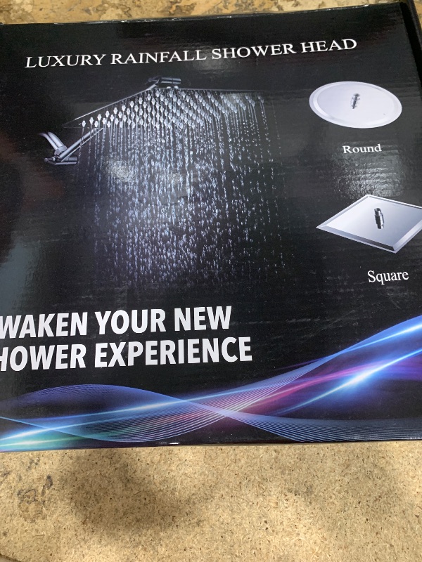 Photo 1 of 12 Inch Square Rain Showerhead with 11 Inch Adjustable Extension Arm,Large Stainless Steel High Pressure Shower Head,Ultra Thin Rainfall Bath Shower with Easy to Clean and Install-Brushed Nickel