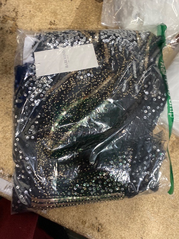 Photo 1 of **BROKEN ZIPPER WILL NEED REPLACEMENT** BABEYOND Women's Flapper Dress 1920s V-Neck Evening Gown Sequin Beaded Maxi Dress for Wedding Black Gold SMALL