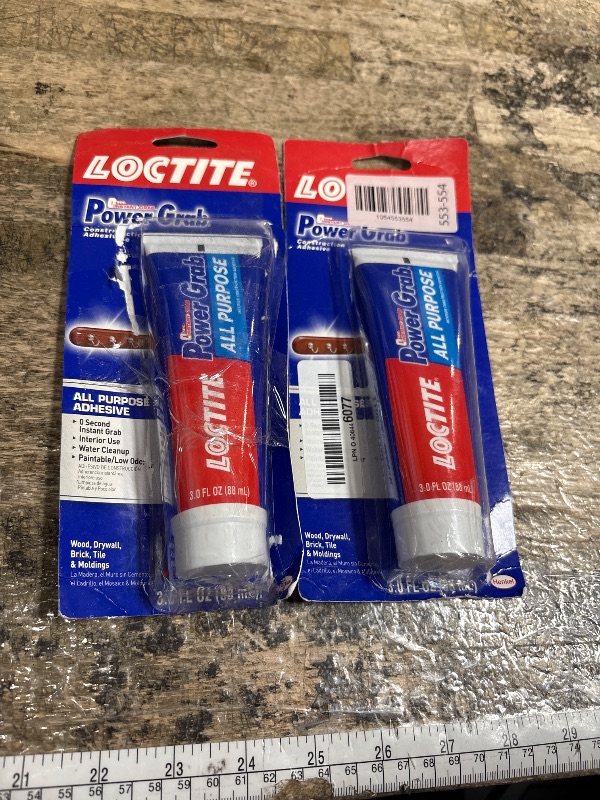 Photo 1 of  2 pack Loctite Power Grab Express All Purpose Construction Adhesive, 3 fl oz Squeeze Tube, 1 Pack - Versatile Construction Glue for Cement, Tile, Wall & More