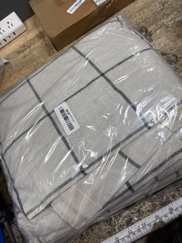 Photo 1 of (USED/FAIR) DriftAway 2 Panels 100% Blackout Windowpane Plaid Linen Curtains Double Layer Drapes for Bedroom 84 Inches Long Farmhouse Thermal Insulated 3.25 Inch Rod Pocket Back Tab for Living Room Gray