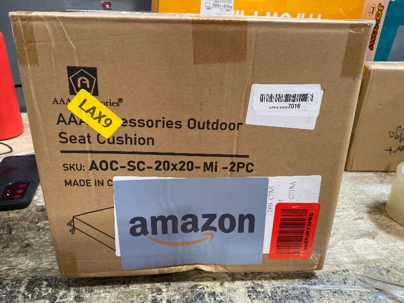 Photo 1 of **PARTIAL SET/MISSING A COVER** AAAAAcessories Outdoor Seat Cushions for Chairs, Waterproof, Fade-Resistant Patio Furniture Replacement Cushions, 20" x 20" x 3", Set of 2, Khaki Beige