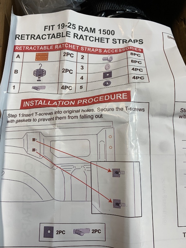 Photo 1 of (see all images) SZYANG 2PCS Retractable Tie Down Straps Compatible with 2019-2025 Dodge Ram 1500 Retractable Ratchet Straps Replacement for Dodge Ram 1500 Accessories