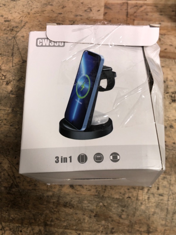 Photo 1 of 3 in 1 Charging Station for iPhone, Wireless Charger for iPhone 17 16e 16 15 14 13 12 11 X Pro Max & Apple Watch - Wireless Charging Station for AirPods 4 3 Pro