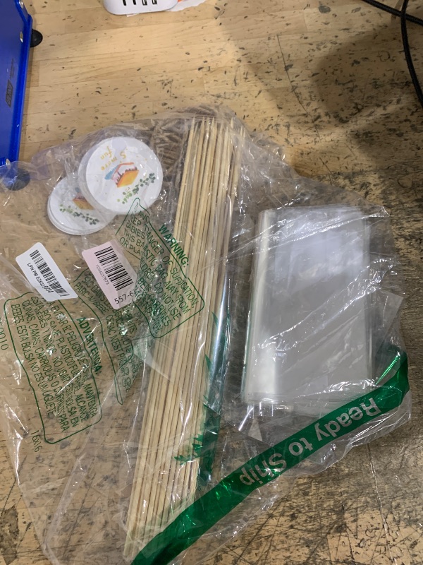 Photo 1 of 100 pcs S'more Fun Bag set Clear Gusseted Poly Bags with S'mores Fun Tag and Bamboo Stick for Smores