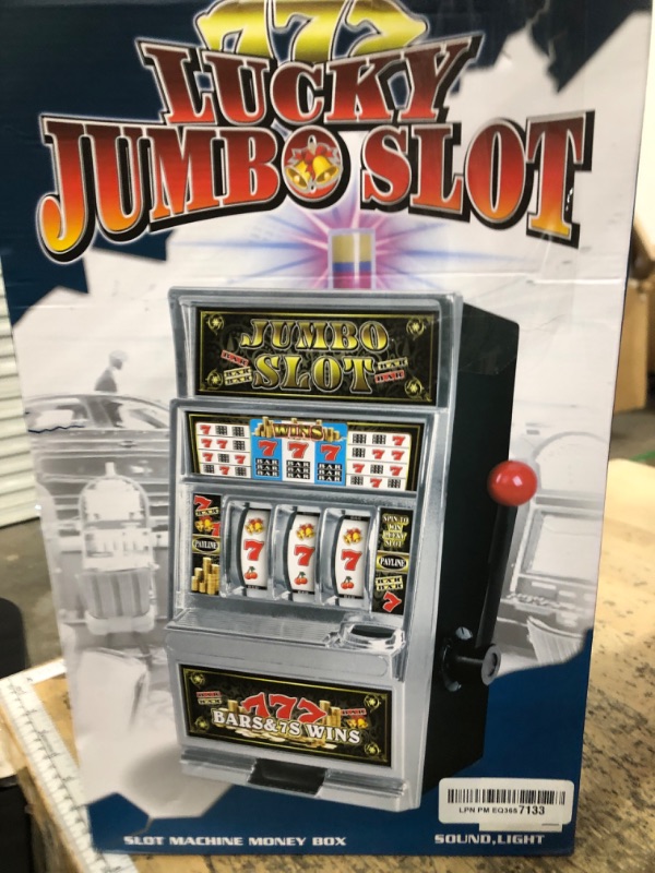 Photo 1 of **POSSIBLY FOR PARTS/ MACHINE DOESN'T PAYOUT DUE TO NON- OPERABLE WHEEL LOCKS** Liberty Imports Lucky Sevens Jumbo Slot Machine Casino Toy Piggy Bank Replica with Flashing Lights and Jackpot Sounds