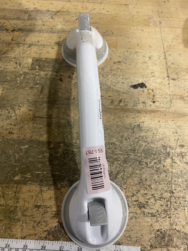 Photo 1 of **issues sticking to wall** Safe-er-Grip Changing Lifestyles Suction Cup Grab Bars For Bathtubs & Showers; Safety Bathroom Assist Handle, White & Grey, 16 Inches