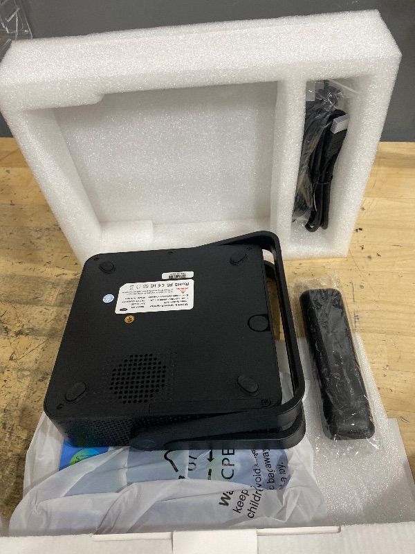 Photo 1 of [Ultra-Slim 1.97"| Netflix Licensed | AI Auto Focus | 360° Stand] Smart Mini Projector with WiFi 6 & Bluetooth, Built-in Netflix/YouTube/Disney+/Hulu, DBPOWER N5 Movie Projector for Bedroom (Black)