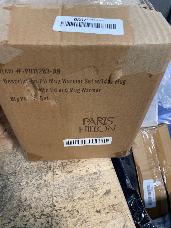 Photo 1 of *CHIPPED* Paris Hilton Electric Mug Warmer Set, Electric Gravity Mug Warmer with 14-Ounce Ceramic Coffee Mug with Lid, Heat Sensitive Color Changing Design, Auto-Shut Off, 3-Piece Set, Pink and Gold