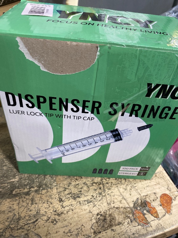 Photo 1 of 100 Pack 10ml Syringes Luer Lock with Cap, 10cc Syringe without Needle for Liquid, Individual Sterilized Wrapped