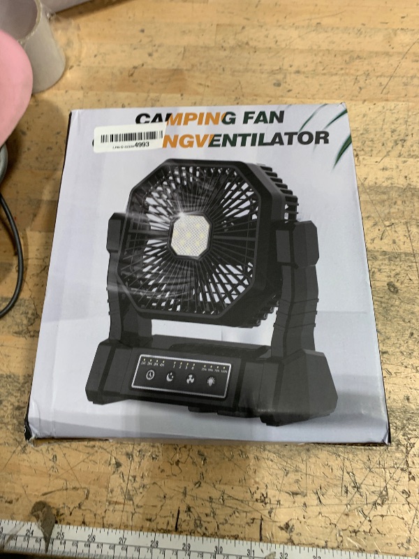 Photo 1 of 20000mAh Camping Fan Rechargeable with LED Lantern, Battery Operated Fan Outdoor Camping Fans for Tents with Remote & Hook, 4 Speed 4 Timing Protable Fan for Fishing, Camping, Travel, Jobsite