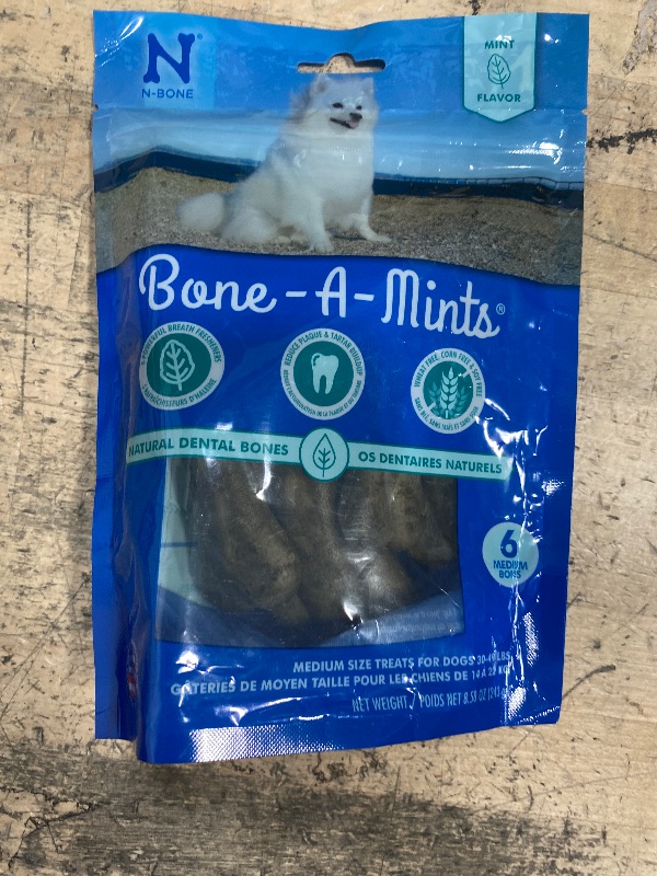 Photo 1 of EXP 05/22/2026
Bone-A-Mints All Natural, Wheat-Free Breath Freshening Bone, 8.58-Ounce, Medium, 6-Pack