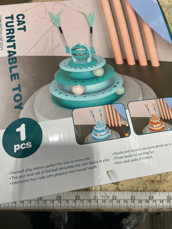 Photo 1 of ***MISSING ASSEMBLY PIECE*** Goosheep Cat Toy Interactive Pet Plaything for Indoor Kitten Interactive Kitty Puzzle Ball with 2 Cat-Tease (Blue)