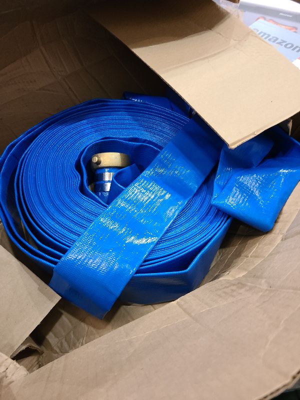 Photo 1 of 2" x 100 ft Backwash Hose for Swimming Pools, Heavy Duty PVC Lay Flat Water Discharge Hose,Durable Pool Drain Hose with Aluminum Pin Lug Fittings for Pump And Filters
