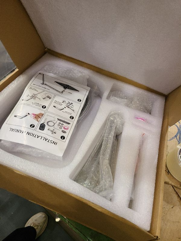 Photo 1 of 12 Inch Rain Shower Head with Handheld Spray Combo and Extention Arm, High Pressure Rainfall Waterfall Shower Heads, Dual Showerhead with 3-Way Diverter - Height/Angle Adjustable(Chrome)