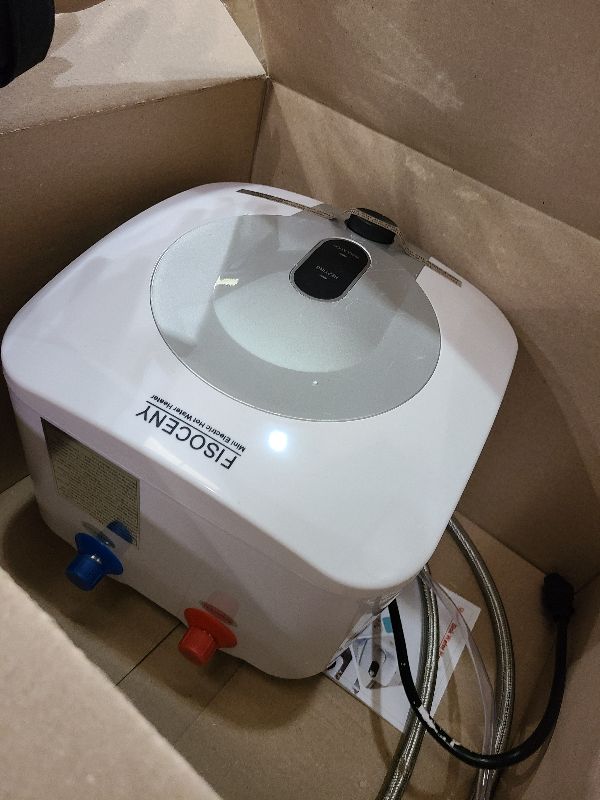 Photo 1 of 2.5 Gallon Mini Tank Water Heater Under Sink Hot Water 1500W 110V 120V Water Heaters for RV Kitchen RV 1/2”NPT Stainless Steel Hose 3-way Fitting Grey