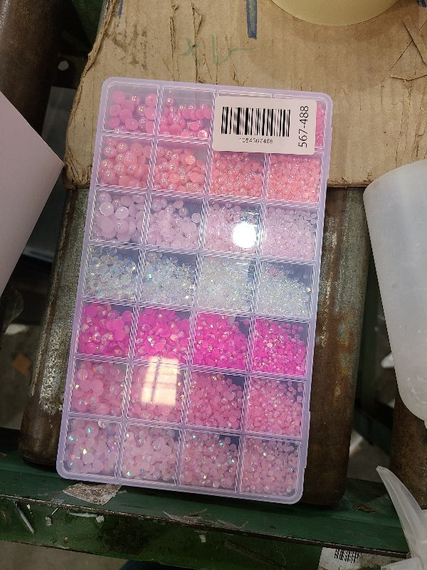 Photo 1 of 22000 Pcs Pink Flatback Pearls and Rhinestones for Crafting, Resin Rhinestones Gems Pearls for Bedazzling, Mixed Size 3-6mm Half Pearl Gems Beads for Nails Face Eyes Makeup Bottles Shoes DIY Crafts