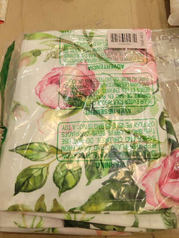 Photo 1 of 2 Pack Pink Rose Flower Window Valance for Kitchen Dining Room, Romantic Floral Curtains Valanes for Windows, Valentine 3" Rod Pocket Window Treatment for Lover Home Decor, 54 x 18 Inch, 2 Panel