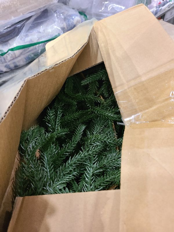 Photo 1 of 2 Pack Christmas Norfolk Pine Garlands 9FT, Real Touch Artificial Greenery Garland – Full Evergreen Pine Garland for Mantle, Fireplace, Table, Wall, Stairs & Outdoor Holiday Décor