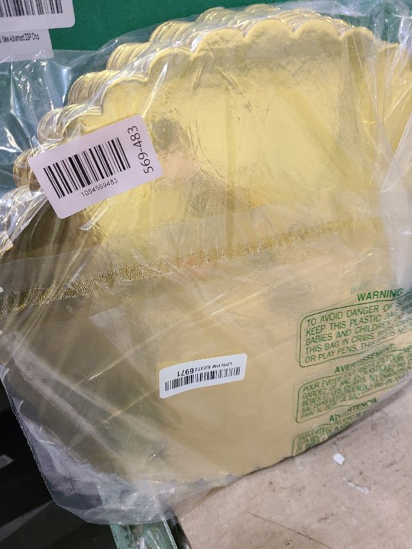 Photo 1 of 15-Pack 14 inch Sturdy Round Cake Boards, Gold Cardboard Cake Circles Plate Scalloped Base,Pack of 15