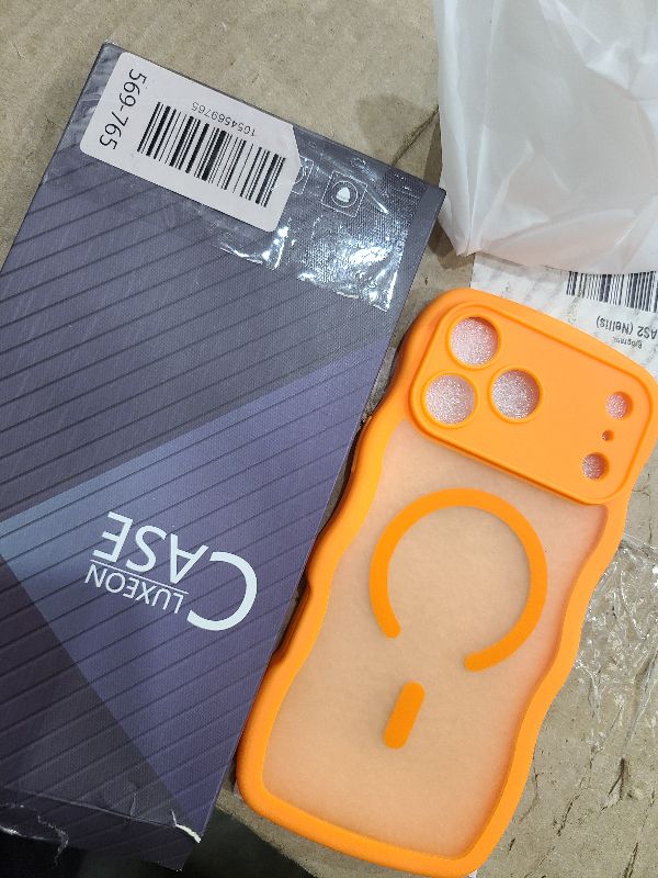 Photo 1 of 3 in 1 Magnetic for iPhone 17 Pro Max Case, Cute Wavy [Full Camera Protection][Fit for MagSafe] 1X Screen Protector+1X Wrist Strap, Anti-Slip Trendy Women Girly Case for iPhone 17 Pro Max 6.9", Orange