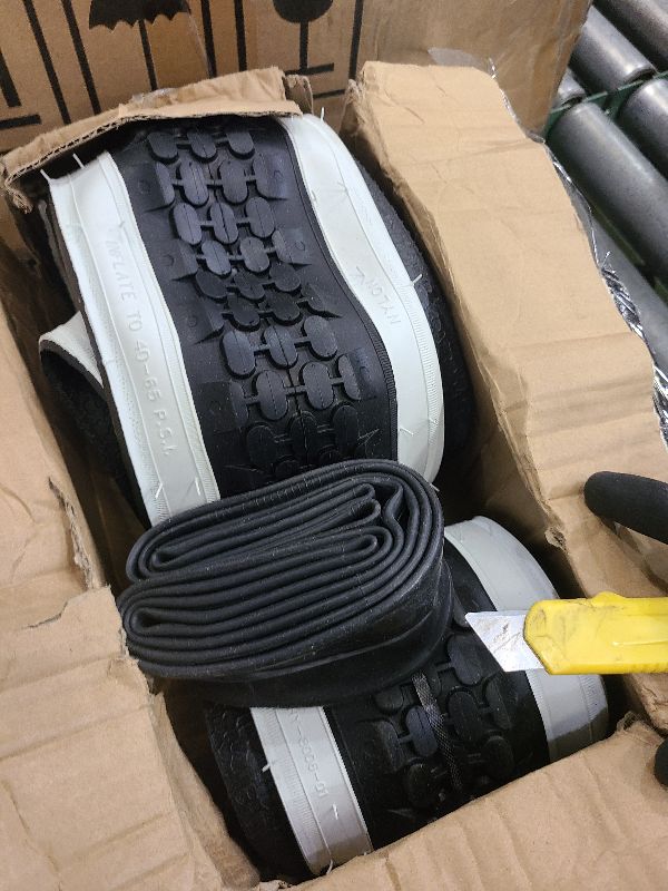 Photo 1 of 2-Pack Cruiser Bike Tires Set: Hycline 24x2.125 inch Folding Replacement Puncture-Resistant Bicycle Tires and Pair 24-inch Inner Tubes with Tire Levers for Beach or Urban City Commuter Bike-White