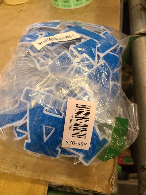 Photo 1 of 104 Pcs Chenille Letters Patches Iron on Large 3.2 H x 2.4 W College Letters Patches Embroidered Trimmed Preppy Alphabet for Clothing Repairing(Blue)