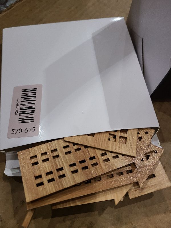 Photo 1 of 18 Pcs Christmas Wooden House Cutout Ornaments Xmas Tree Wooden Tag Hanging Decoration Double Side Wood DIY Craft Cutout with Ropes Ornaments for Christmas(Small,Wood)