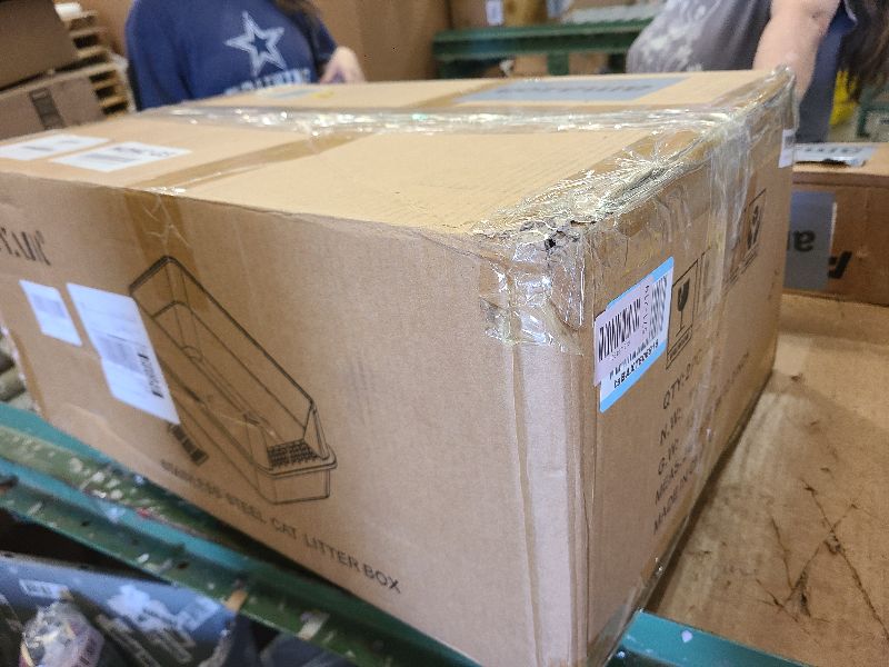 Photo 1 of 2PACK Stainless Steel Cat Litter Box with High Sides Lid, Extra Large XL Litter Box for Big Cats, Metal Kitty Litter Boxes with Anti-Leakage Enclosure,Non-Stick,Odorless,Scoop Included