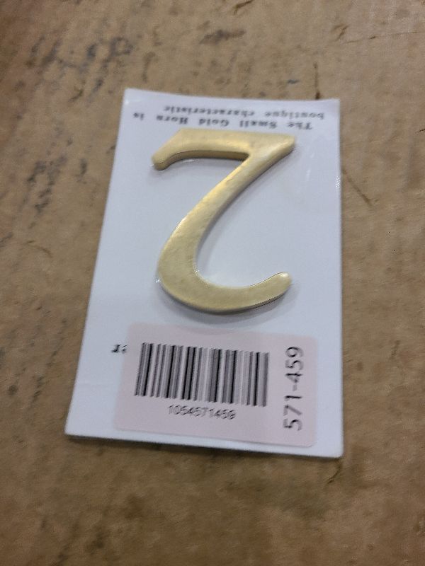 Photo 1 of 2.6Inch Soild Brass Sticker English Letters, Metal Alphabet Letters Ornament, Wall Self Adhesive Letters and Numbers, House Address Signage, Door Numbers, letters Decor Hardware (Number 2)