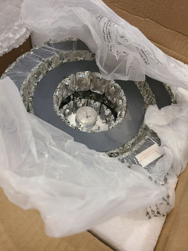 Photo 1 of 11.8 Inch Modern Mini Crystal Chandelier LED Flush Mount Ceiling Light - 2 Layer K9 Crystal, Small Chandelier for Bedroom, Hallway, Kitchen, Bathroom, Closet, Dining Room (Cool White)