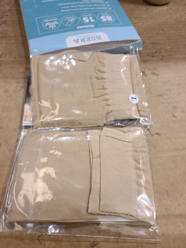 Photo 1 of 2 Pairs Sheer Compression Socks for Women - 15-20 mmHg Knee High Sheer Compression Stockings for Support Circulation Swelling Edema Work Office Travel, Beige, Large