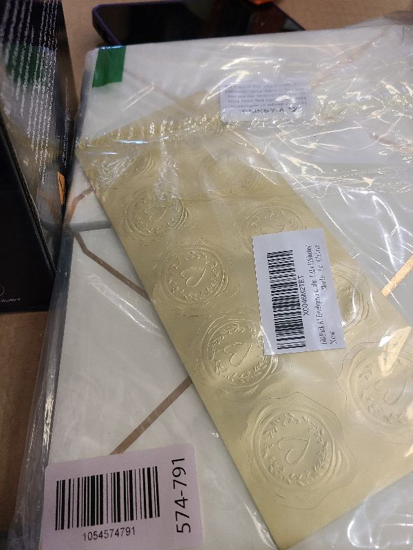 Photo 1 of 100 Pack A7 Envelopes 5 x 7 Card Envelopes V Flap with Gold Border for Office, Wedding Gift Cards, Invitations, Graduation, Baby Shower, Parties (Cream Color, 5.32 x 7.28 Inches)