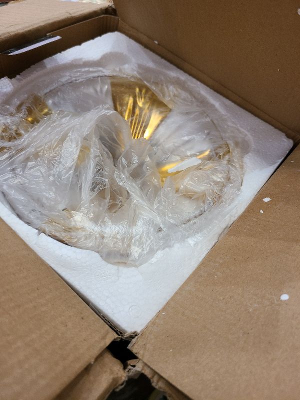 Photo 1 of 1.3 Glass Drink For Parties Glass Beverage Dispenser with Spigot for Party Bar Wedding Crystal Collection Dispenser Wide Mouth with Lid Iced Beverage Dispensers (1.3gal Golden Vertical Stripes)