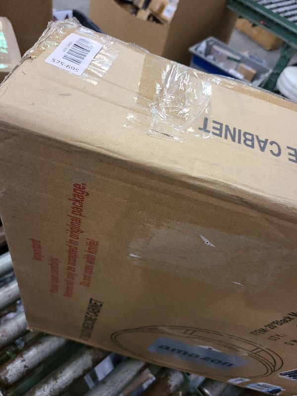 Photo 1 of 20 Inch Round Medicine Cabinet with Mirror, Black Farmhouse Bathroom Storage Cabinet, Metal Frame Circular Vanity Mirror Cabinet, Surface Mount Only – Perfect for Small Bathrooms & Apartments