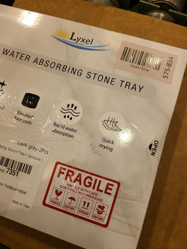 Photo 1 of 2PCS Water Absorbing Stone Tray, Quick Drying Diatomite Stone Sink Tray, Water Absorbent Diatomite Coasters for Kitchen Sink, Bathroom Counter Hand Soap Dish Toothbrush Holders